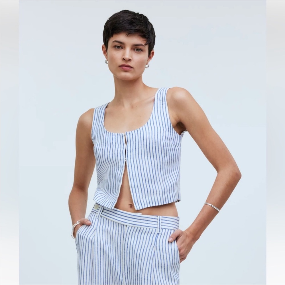 Madewell linen Striped Crop Top